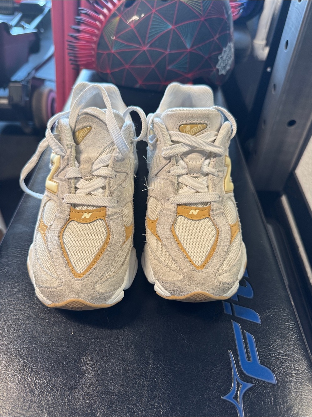New Balance Women's Cream and Gold Chunky Lace-Up Sneakers - Picture 3 of 4